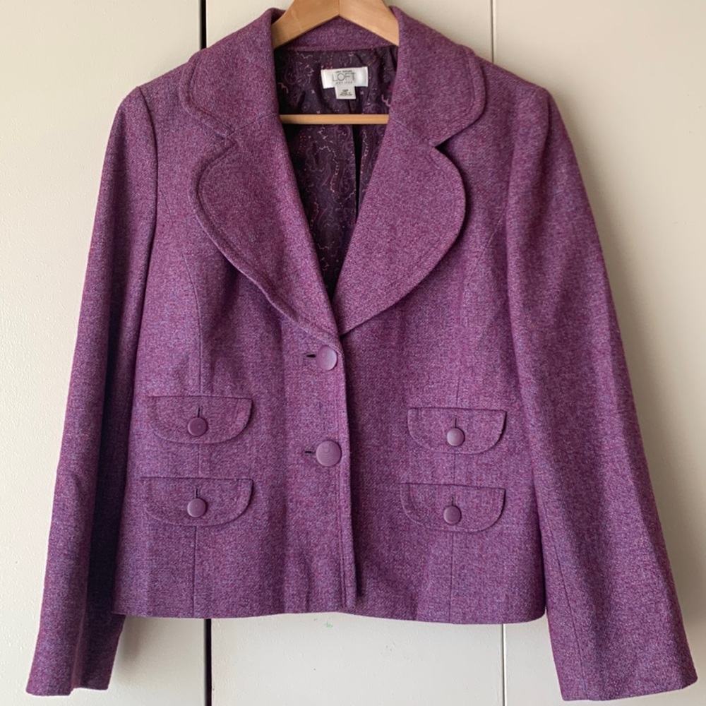 Loft Blazer in purple and paisley lining